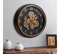 Mee 2ou Large Wall Clock with Moving Gear, 16 Inch / 40cm Retro Wall Clock for Living Room Decor, Industrial Steampunk Decorative Wall Clock Vintage Bronze Gold Retro Wall Clock for Farmhouse Home