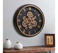 Mee 2ou Large Wall Clock with Moving Gear, 16 Inch / 40cm Retro Wall Clock for Living Room Decor, Industrial Steampunk Decorative Wall Clock Vintage Bronze Gold Retro Wall Clock for Farmhouse Home