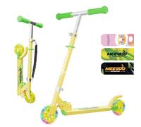 MEE GOO Scooter for Kids Ages 3+, 2 Wheels Light Up Gift Scooters for Girls Boys, Easy Folding Kids Scooter with 3 Levels Adjustable Handlebar and Rear Brake (Yellow)