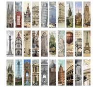 Meecaa 30 PCS Reading Bookmarks, Literary Art Paper Book Marks, Colorful Creative Book Accessories, Great Gifts for Book Lovers Woman Man, Students Reading Fans Reading Lovers (Buildings)