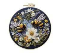 Meecaa Bee Flower Animal Embroidery Kit Starter Set, Hand Embroidery Set,Pattern Printed Cross Stitch Set for Beginner Adults, with Embroidery Hoop and Instructions (Picking Honey)