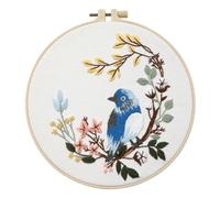 Meecaa Bird Bluebird Flower Embroidery Kit Starter Set, Hand Embroidery Set,Pattern Printed Cross Stitch Set for Beginner Adults, with Embroidery Hoop and Instructions (Bluebird)