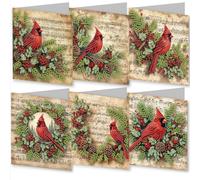Meecaa Bird Garland 6pcs Handmade 5D Diamond Painting Christmas Greeting Cards for Adults, DIY Diamond Art Postcards for Friends Family Lover Gift (15CMx30CM) (Bird)