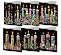 Meecaa Candle Santa Claus Snowman 6pcs Handmade 5D Diamond Painting Christmas Greeting Cards for Adults, DIY Diamond Art Postcards for Friends Family Lover Gift (15CMx30CM) (Candle)