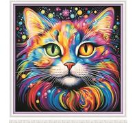 Meecaa Cross Stitch Kits 11 Count Stamped, Cat Animal Color Embroidery Kit with Accessories Pre Printed (36CMx36CM) (Cat 9)