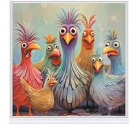 Meecaa Cross Stitch Kits 11 Count Stamped, Chicken Animal Cute Embroidery Kit with Accessories Pre Printed (36CMx36CM) (Chicken)