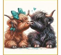 Meecaa Cross Stitch Kits 11 Count Stamped, Cow Lovers Animals Embroidery Kit with Accessories Pre Printed (36CMx36CM) (Ox)