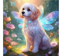 Meecaa Cross Stitch Kits 11 Count Stamped, Dog Animal Angel Embroidery Kit with Accessories Pre Printed (40CMx40CM) (Dog)