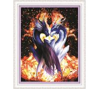 Meecaa Cross Stitch Kits 11 Count Stamped, Dragon Animal Anime Fire Couple Embroidery Kit with Accessories Pre Printed (40CMx50CM) (Dragon)
