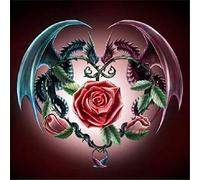 Meecaa Cross Stitch Kits 11 Count Stamped, Dragon Rose Flower Monster Embroidery Kit with Accessories Pre Printed (36CMx36CM) (Dragon and Rose)