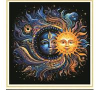 Meecaa Cross Stitch Kits 11 Count Stamped, Face Yin Yang Sun Embroidery Kit with Accessories Pre Printed (36CMx36CM) (Face)