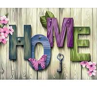 Meecaa Cross Stitch Kits 11 Count Stamped, Home Flower Butterfly Key Embroidery Kit with Accessories Pre Printed (36CMx46CM) (Home)