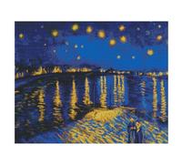 Meecaa Cross Stitch Kits 11 Count Stamped, Nile River Van Gogh Landscape Night Sky Embroidery Kit with Accessories Pre Printed (48CMx58CM) (Nile River)