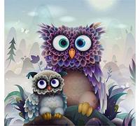 Meecaa Cross Stitch Kits 11 Count Stamped, Owl Animal Mother and Child Embroidery Kit with Accessories Pre Printed (36CMx36CM) (Owl)