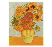 Meecaa Cross Stitch Kits 11 Count Stamped, Sunflower Flower Van Gogh Embroidery Kit with Accessories Pre Printed (48CMx58CM) (Sunflower)