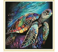 Meecaa Cross Stitch Kits 11 Count Stamped, Turtle Animal Sea Embroidery Kit with Accessories Pre Printed (36CMx36CM) (Turtle)