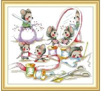 Meecaa Cross Stitch Kits 14 Count Stamped, Bird Branch Animal Embroidery Kit with Accessories Pre Printed（21×21CM (Bird)