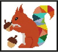 Meecaa Cross Stitch Kits 14 Count Stamped, Squirrel Nut Animal Embroidery Kit with Accessories Pre Printed(18×17CM (Squirrel)