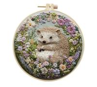 Meecaa Daze Animal Flower Hedgehog Embroidery Kit Starter Set, Hand Embroidery Set,Pattern Printed Cross Stitch Set for Beginner Adults, with Embroidery Hoop and Instructions (Daze)