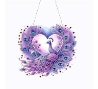 Meecaa Diamond Art Painting Wreath Kit with Tools, Peacock Love DIY 5D Special Shaped Diamond Crafts Window Wall Door Decoration (Peacock)