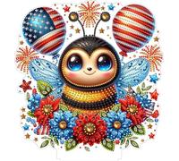Meecaa DIY Bee Flower Balloon Special Shaped Crystal Diamond Painting Tabletop Ornaments Single Sided Adult Craft Kit