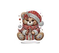 Meecaa DIY Diamond Desktop Ornament Kit Bear Animal Scarf Christmas Special Shaped Crystal Diamond Painting Tabletop Ornaments Single Sided Diamond Home Decor (Bear 1)