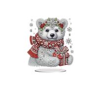 Meecaa DIY Diamond Desktop Ornament Kit Bear Animal Scarf Special Shaped Crystal Diamond Painting Tabletop Ornaments Single Sided Diamond Home Decor (Bear)