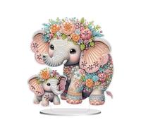 Meecaa DIY Diamond Desktop Ornament Kit Elephant Flower Special Shaped Crystal Diamond Painting Tabletop Ornaments Single Sided Diamond Home Decor (Elephant)
