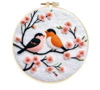 Meecaa DIY Needle Felting Kit for Beginners,Bird Landscape Flower Animal Including Wool Felt Supplies, Embroidery Hoops,Beautiful Wool Painting and Needle Felting Tools (Bird)
