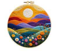 Meecaa DIY Needle Felting Kit for Beginners,Flower Landscape Including Wool Felt Supplies, Embroidery Hoops,Beautiful Wool Painting and Needle Felting Tools (Flower)