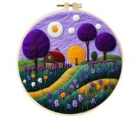 Meecaa DIY Needle Felting Kit for Beginners,Garden Farm House Landscape Including Wool Felt Supplies, Embroidery Hoops,Beautiful Wool Painting and Needle Felting Tools (Garden)