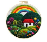 Meecaa DIY Needle Felting Kit for Beginners,Garden Rainbow Landscape Including Wool Felt Supplies, Embroidery Hoops,Beautiful Wool Painting and Needle Felting Tools (Garden)