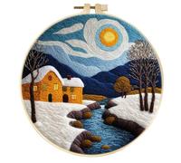 Meecaa DIY Needle Felting Kit for Beginners,Small Stream Sun Ssnow Landscape Including Wool Felt Supplies, Embroidery Hoops,Beautiful Wool Painting and Needle Felting Tools (Small Stream)