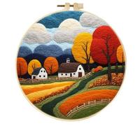 Meecaa DIY Needle Felting Kit for Beginners,Street Landscape Tree Including Wool Felt Supplies, Embroidery Hoops,Beautiful Wool Painting and Needle Felting Tools (Street)