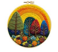 Meecaa DIY Needle Felting Kit for Beginners,Tree Rainbow Flower Including Wool Felt Supplies, Embroidery Hoops,Beautiful Wool Painting and Needle Felting Tools (Tree)