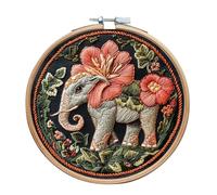 Meecaa Elephant Animal Flower Embroidery Kit Starter Set, Hand Embroidery Set,Pattern Printed Cross Stitch Set for Beginner Adults, with Embroidery Hoop and Instructions (Elephant)