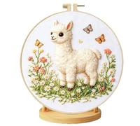 Meecaa Embroidery Kit Starter Set, Alpaca Butterfly Flower Hand Embroidery Set, Pattern Printed Cross Stitch Set for Beginner Adults, with Embroidery Hoop and Instructions (Alpaca)