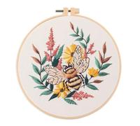 Meecaa Embroidery Kit Starter Set, Bee Flower Animal Hand Embroidery Set, Pattern Printed Cross Stitch Set for Beginner Adults, with Embroidery Hoop and Instructions (Bee)