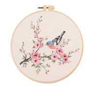 Meecaa Embroidery Kit Starter Set, Bird Flower Animal Hand Embroidery Set, Pattern Printed Cross Stitch Set for Beginner Adults, with Embroidery Hoop and Instructions (Bird)