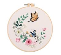 Meecaa Embroidery Kit Starter Set, Butterfly Flower Animal Hand Embroidery Set, Pattern Printed Cross Stitch Set for Beginner Adults, with Embroidery Hoop and Instructions (Butterfly 1)