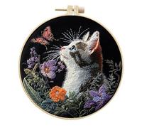 Meecaa Embroidery Kit Starter Set, Hand Embroidery Set, Colorful Flowers Animals Pattern Printed Cross Stitch Set for Beginner Adults, with Embroidery Hoop and Instructions (Colorful Butterfly)