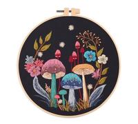 Meecaa Embroidery Kit Starter Set, Mushroom Flower Plant Hand Embroidery Set, Pattern Printed Cross Stitch Set for Beginner Adults, with Embroidery Hoop and Instructions (Mushroom 5)