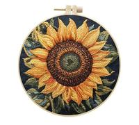 Meecaa Embroidery Kit Starter Set, Sunflower Flower Plant Hand Embroidery Set, Pattern Printed Cross Stitch Set for Beginner Adults, with Embroidery Hoop and Instructions (Sunflower)
