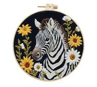 Meecaa Embroidery Kit Starter Set, Zebra Animal Flower Hand Embroidery Set, Pattern Printed Cross Stitch Set for Beginner Adults, with Embroidery Hoop and Instructions (Zebra)