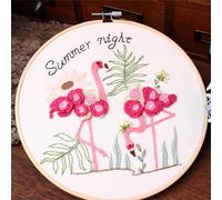 Meecaa Flamingo Animal Pink Plant Bird Embroidery Kit Starter Set, Hand Embroidery Set,Pattern Printed Cross Stitch Set for Beginner Adults, with Embroidery Hoop and Instructions (Flamingo 2)