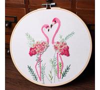 Meecaa Flamingo Animal Pink Plant Bird Embroidery Kit Starter Set, Hand Embroidery Set,Pattern Printed Cross Stitch Set for Beginner Adults, with Embroidery Hoop and Instructions (Flamingo)