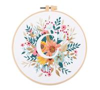 Meecaa Flower Leaves Plant C English Letters Embroidery Kit Starter Set, Hand Embroidery Set,Pattern Printed Cross Stitch Set for Beginner Adults, with Embroidery Hoop and Instructions (Letter C)