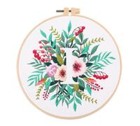 Meecaa Flower Leaves Plant I English Letters Embroidery Kit Starter Set, Hand Embroidery Set,Pattern Printed Cross Stitch Set for Beginner Adults, with Embroidery Hoop and Instructions (Letter I)