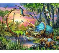Meecaa Forest Dinosaur Paint by Numbers Kit for Adults Beginners, Oil Painting 40x50cm (Dinosaur, No Frame)