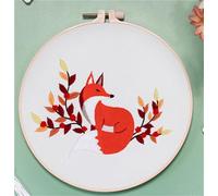 Meecaa Fox Red Animal Embroidery Kit Starter Set, Hand Embroidery Set,Pattern Printed Cross Stitch Set for Beginner Adults, with Embroidery Hoop and Instructions (Fox)